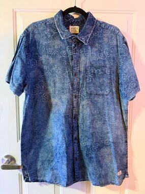 Jack and jones Vintage-Style Blue Denim Short-Sleeve Shirt xxl